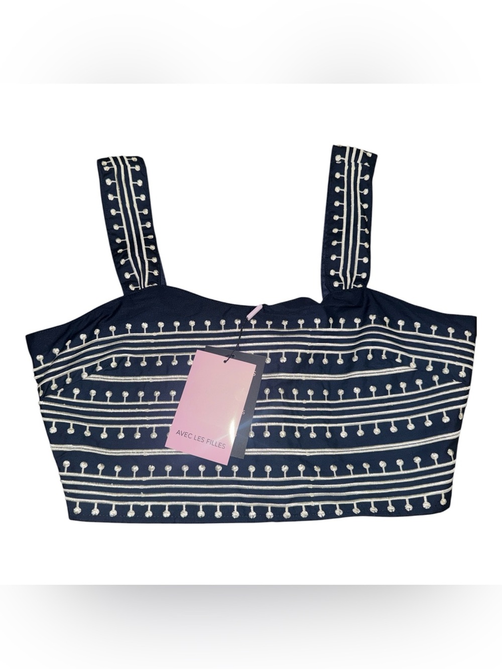 Avec Les Filles Navy Cropped Tank